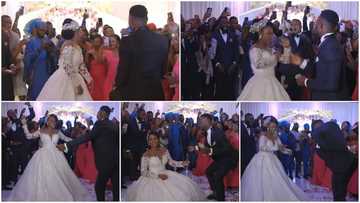 Wife can dance: bride shows off legwork despite big wedding gown