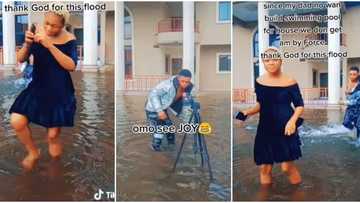 "Thank God": Siblings celebrate as they turn their dad's flooded mansion to swimming pool in clip, causes stir