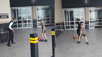 "So sweet": Young boy challenges security guard to soccer match, stirs reactions