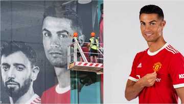 Ronaldo’s face and 1 Man United star put in front of Old Trafford ahead of his debut against Newcastle