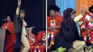 TikTok Video of UKZN graduate's vosho dance on stage during graduation trends for epic moves