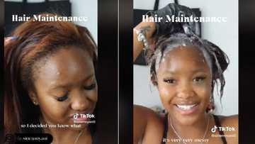Woman relaxes leave-out without removing weave in TikTok video, hair expert explains as SA questions routine