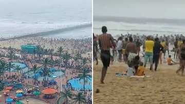 Durban beaches packed with masses enjoying holiday, social media reacts: "Tummy problems on the way"