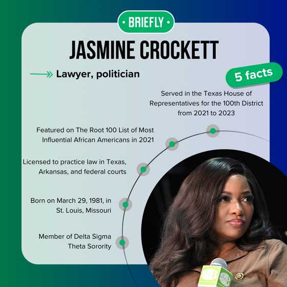 Jasmine Crockett's education includes a JD from the University of ...