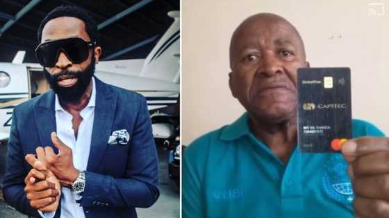 DJ Sbu visits troubled 'Emzini Wezinsizwa' actor Vusi Thanda, Mzansi reacts: "An advertisement opportunity"