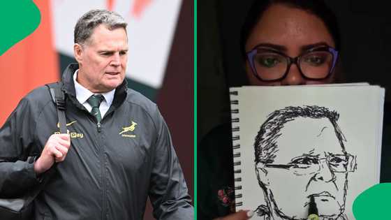 Western Cape artist Welmé Booys honours Rassie Erasmus with one-hand portrait drawing