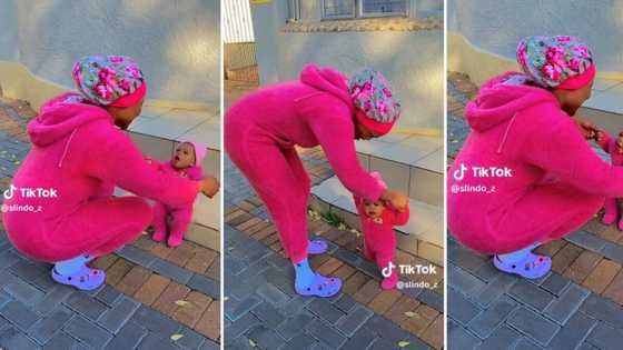 Video of 25-year-old woman wearing matching pink onesies with her baby sister warms SA's heart