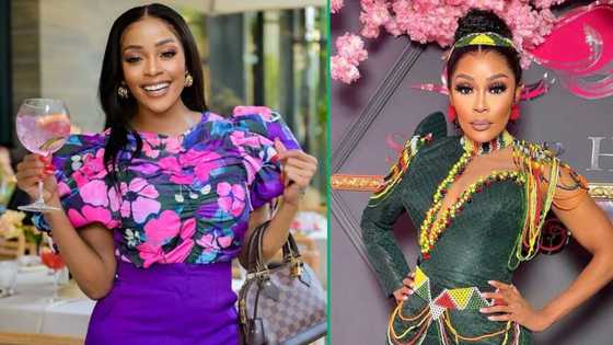 Thembi Seete serves body goals in stunning black dress, Mzansi can't deal: "This girl is on fire"