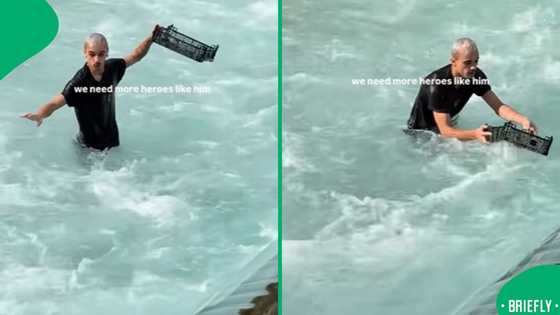 Heroic swimmer saves duckling trapped in strong river currents in France