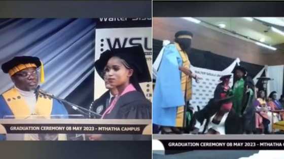 2 Walter Sisulu University graduates fall in heels on stage after MC tells ladies to remove stilettos if they can't use them