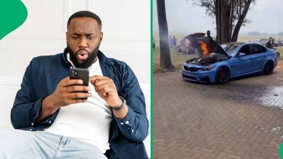 "Basebenzile abafana": BMW catches alight at groove, Mzansi men praised for putting out fire