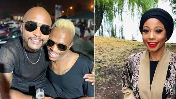 Kelly Khumalo kicks back with kissing buddies Somizi and Vusi Nova