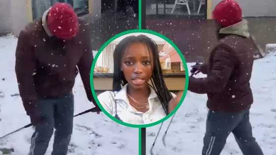 Snow in SA: Dad's "skiing" in TikTok video has Mzansi defeated: "Snow came to the wrong country"