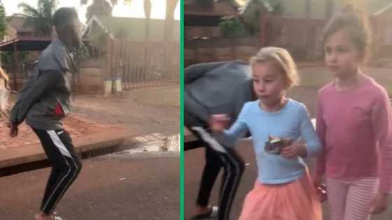 TikTok video shows township guy in Pretoria suburb, Mzansi amused as he scares little girls on walk