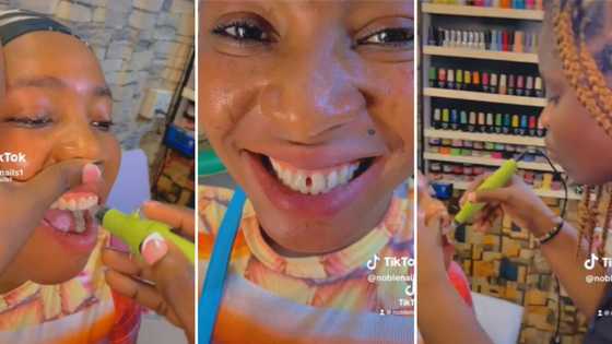 Mzansi nail tech offers tooth gaps, showing her work in a video on TikTok, Peeps were sweating in the comments