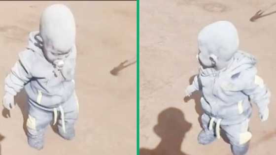 South African toddler covered in cement from head to toe, netizens suggest he must act in 'Shaka iLembe' series