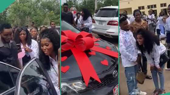 Students go wild as man buys his girlfriend a car on her sign-out day from university