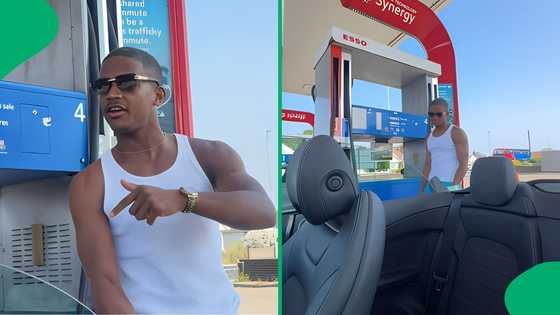"We're spoilt in SA": Mzansi man crashes out over filling his own convertible in the UK, SA amused