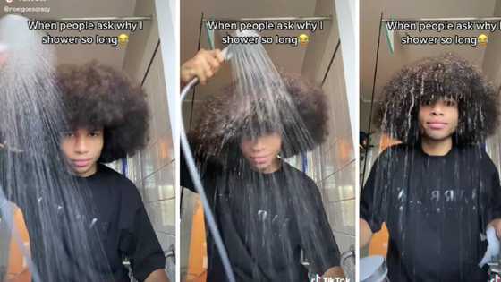 Man shows how difficult it is to wash a fro and video goes viral, Netizens amazed: "Waterproof hair"