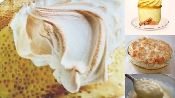 Sago poeding resep: met meringue of met kondensmelk. Gebak en ongebakte resepte