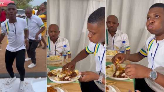 Hungry man wolfs down hearty meal after energetic dance at wedding, Mzansi has jokes, "How to eat at your ex's wedding"