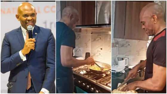 Billionaire Tony Elumelu enters kitchen to cook yam & sauce for himself, his video wows many