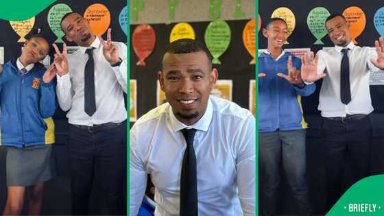 "You're more than just a teacher to them": Meneer poses like learners on photo day, SA touched