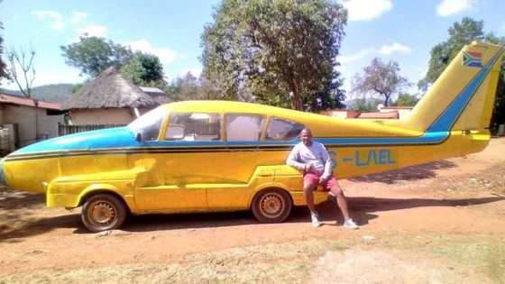 North West man builds impressive airplane-car with piano, South Africans amused: "Caroplane?"