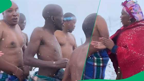 Xhosa family does umgidi despite snow in TikTok video, SA amazed: "ngumgidi Wase Hollywood"