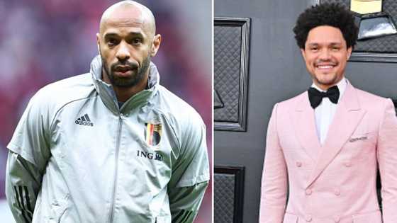 Trevor Noah was spotted hanging out with former Barcelona player Thierry Henry at a soccer game