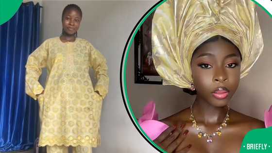 “Transform someone’s man into mine”: Lady turns Nigerian dad’s suit into elegant evening dress