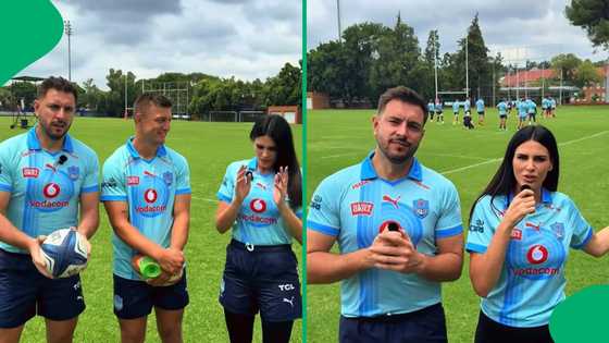 "Sitting with body aches": Afrikaans influencer duo practise with Handre Pollard and the Blue Bulls