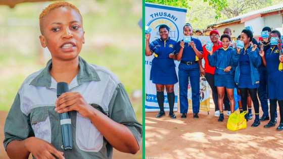 Female construction worker donates pads to girls from under-resourced schools