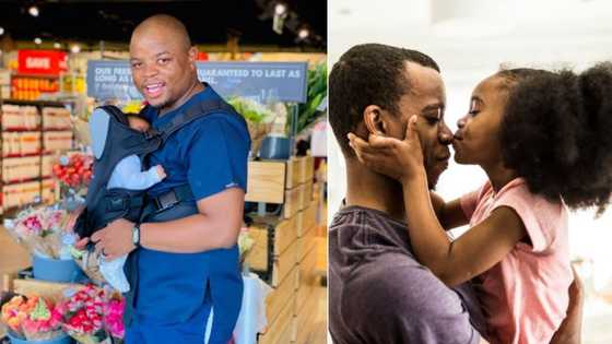 Loving embrace: Dad shows his mettle in viral pic, Mzansi names him a role model