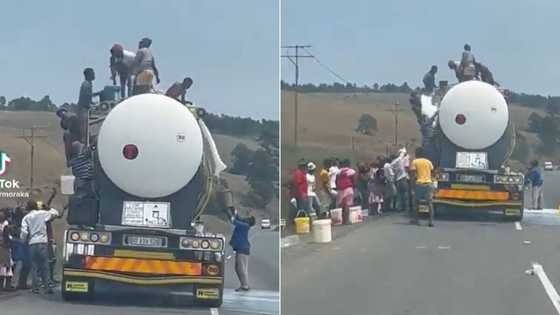 South Africans looting milk from truck on road go Twitter viral, peeps show up with huge buckets to collect their share