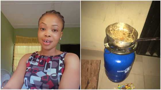 Lady reacts after food she was cooking outside hostel room suddenly 'disappears'