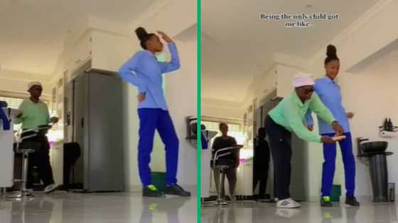 TikTok video of dad joining his daughter's dance routine with bread in his hand has Mzansi laughing