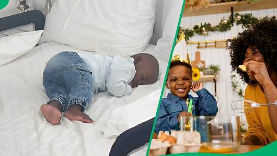 Kiddo sleeps at their party after mom worked hard for it, netizens laugh: "Let the king rest abeg"