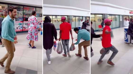 Sneaky prankster snips man’s grocery plastic in funny public stunt, Mzansi amused: “I fear for your life”