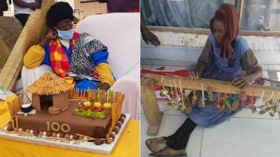 Gogo, 100, still makes grass brooms and weaves rugs despite her age, sells to village