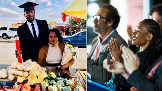 Proud son gives glory to hustling mother who made his graduation possible, people clap for them both