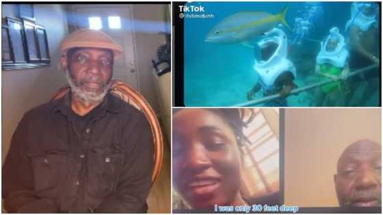 You went down 30 feet? Funny video shows Nigerian father's reaction when he sees daughter playing underwater