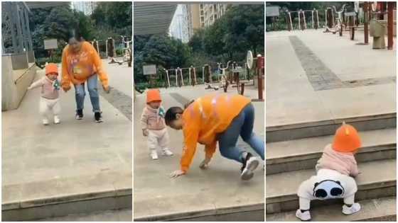 Woman crawls on the floor to show baby how to come down stairs without fear, adorable video goes viral