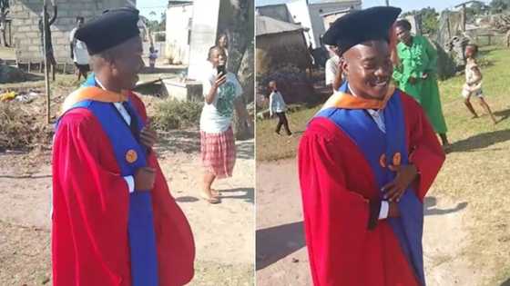PhD graduate walks his kasi ito show off graduation gown, community applauds his huge achievement