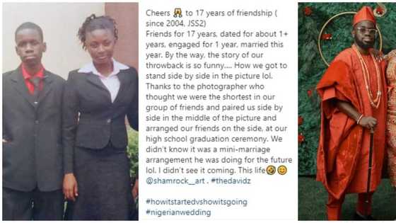 Young lady marries her high school classmate after 17 years, shares their 2004 graduation photos