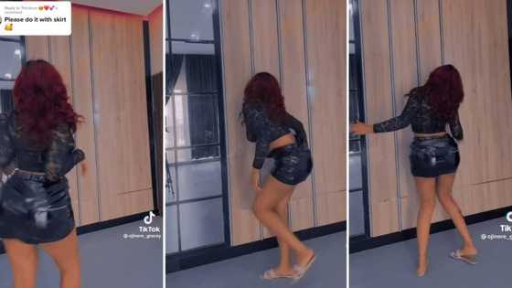 Beautiful woman in short leather pants performs lit Bacardi dance, Mzansi glued to viral TikTok video