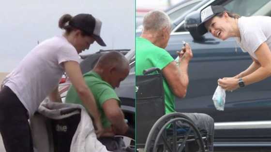 Jennifer Garner offers homeless man in wheelchair her shoes, puts socks on his feet