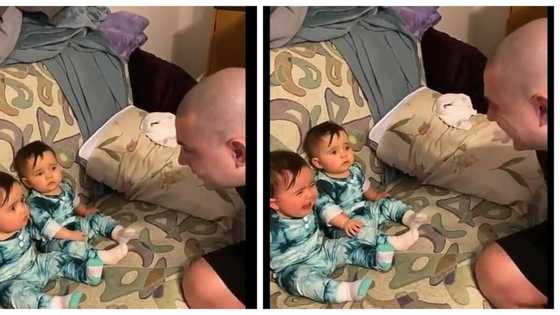 Adorable twins light internet up after seeing dad's shaved head