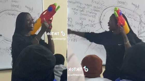 TikTok video of teacher armed with water gun to teach life science, Mzansi adults envious of students