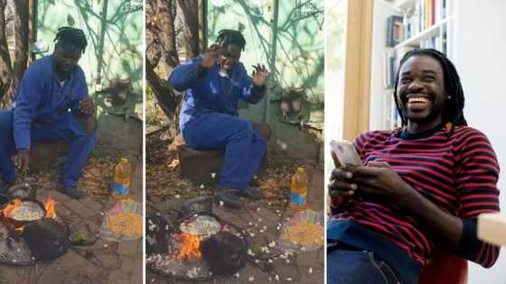Man trying to cook popcorn over an open flame without a pot lid leaves SA in hysterics at failed attempt